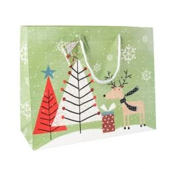 MICA Living Geschenktasche Rentier Im Wald - Aus Papier - Ca. 32x26x12,5 Cm