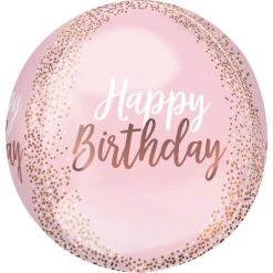 AMSCAN Partyfolienballon - Rosa Gold - Happy Birthday - Ø Ca. 38 Cm